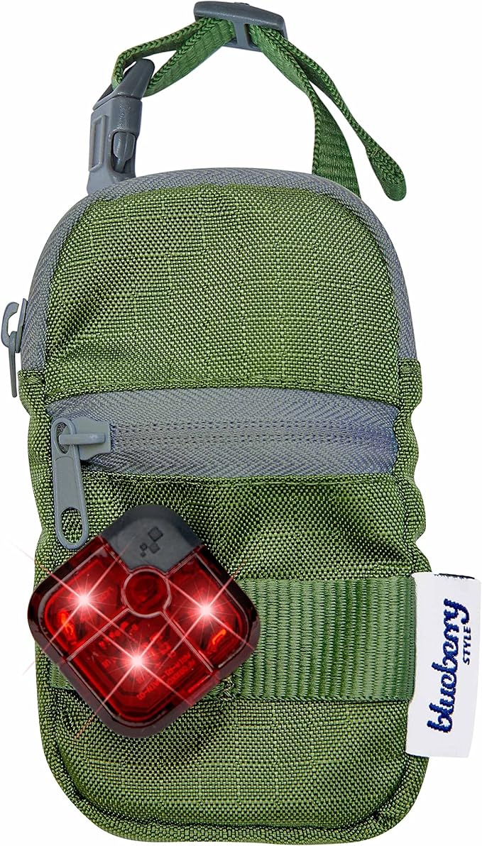 Blueberry Style Forest Green Dog Waste Bag Dispenser, Dog Poop Bag Holder Leash Attachment, Includes 1 Roll of Free Poop Bags