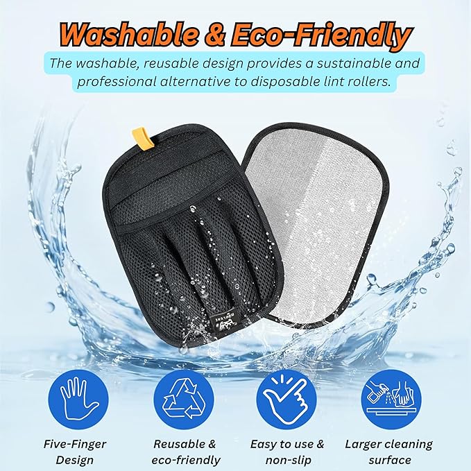Pet Hair Removal Glove for Cats & Dogs, Five-Finger Electrostatic Reusable Gloves for Removing Fur from Couch, Carpet, Clothing & Car Seats