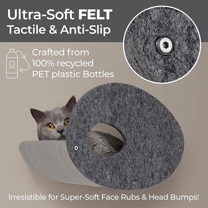 Accessory ADD-ON Set of 4 Facades Covers Compatible with Cat Wall Shelves by Pryde Pets - 100% Sustainable PET Felt - Climbers Sold Seperately - Cats Shelf Privacy and Safety Bumpers (Charcoal)