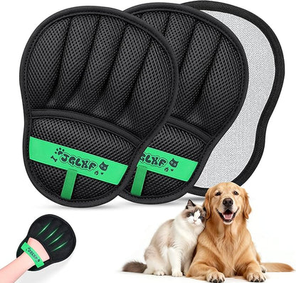Upgraded Pet Hair Removal Glove for Dogs & Cats, Electrostatic Five-Finger Hair Remover for Furniture, Couch, Carpet, Clothing& Car Seat, 2Pcs Reusable Magic Brush Pet Hair Remover Tool (Black)