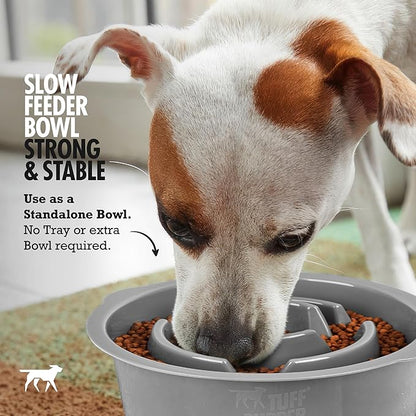 Tuff Pupper Slow Feeder Insert Bowl | Puzzle Maze Slows Down Eating | Elevated Feeder Tray Bowls | Standalone Dog Bowl | Pet Bowls Insert | Easy Clean Dishwasher Safe (2 Cups - Fits 7.5-8 Inch Hole)