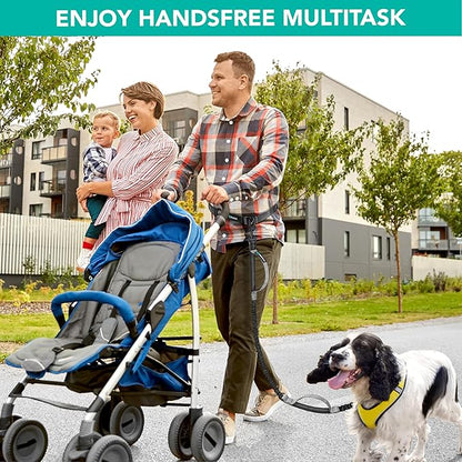 PetAmi Heavy Duty Hands Free Dog Leash, Adjustable Waist Belt for Large Dog Walking Up to 125 lbs, Bungee Leash for Pet Running, Hiking, Reflective Safety for Jogging, Biking, Grey Handle