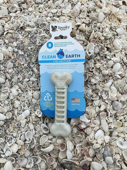 Spunky Pup Clean Earth Recycled Bone| Made in USA | Made from 100% Recycled Water Bottles, Gray