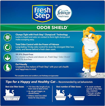 Fresh Step Clumping Cat Litter, Odor Shield, Long Lasting Odor Control Kitty Litter with Activated Charcoal, Low Dust Formula, 14 lb (Pack of 2)