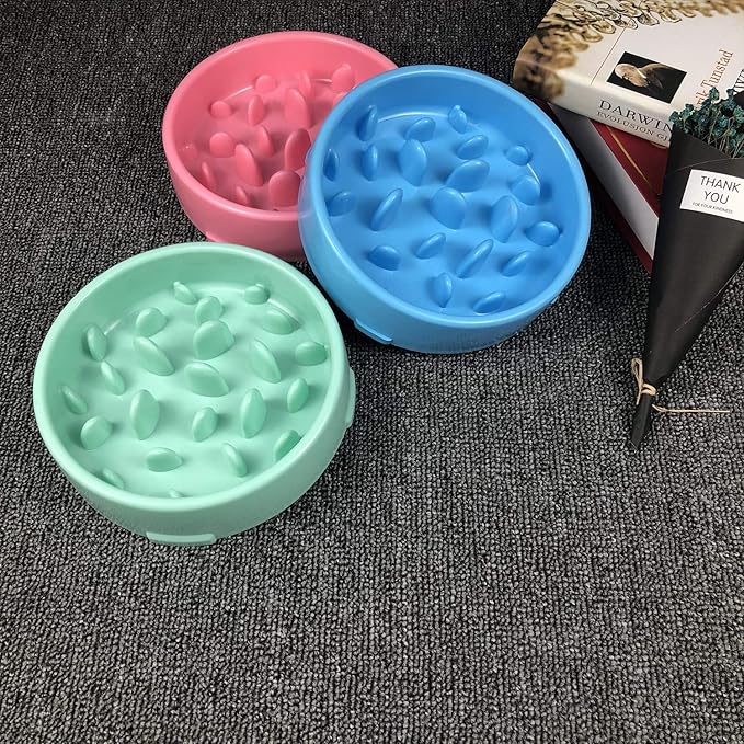 WenYing Slow Feeder Puzzle Dog Bowls, Interactive Bloat Stop Busy Bowl, Food Water Fun Feeding, Non-Slip Anti Choke Healthy Diet Bowls (Blue 3)