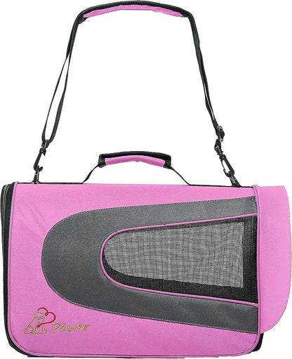 Pawer 18” x 11”x 11” Soft-Sided Foldable Airline Approved Pet Carrier for Cat, Puppy and Small Dog, Washable 600D Oxford Fabric, with Handle and Strap for Carry, Multiple Colors Available