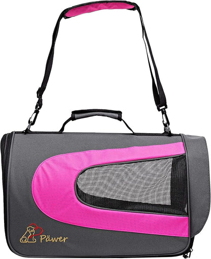 Pawer 18” x 11”x 11” Soft-Sided Foldable Airline Approved Pet Carrier for Cat, Puppy and Small Dog, Washable 600D Oxford Fabric, with Handle and Strap for Carry, Multiple Colors Available