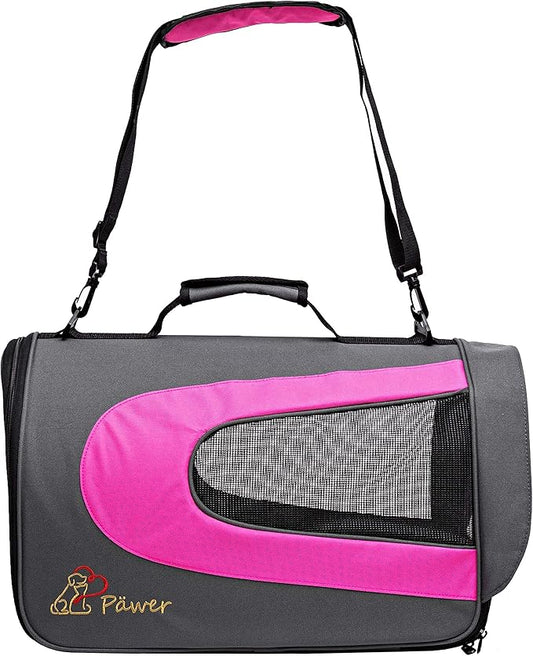Pawer 18” x 11”x 11” Soft-Sided Foldable Airline Approved Pet Carrier for Cat, Puppy and Small Dog, Washable 600D Oxford Fabric, with Handle and Strap for Carry, Multiple Colors Available