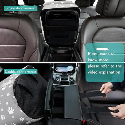 Cullaby Center Console Dog Car Booster Seat for Small Dogs 0-15 lbs - Grey Pet Travel Carrier Safety Leash, Detachable Seat Belt & Storage Pockets