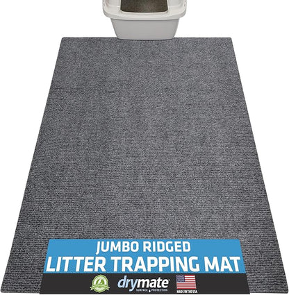 Drymate Cat Litter Box Mat, Litter Trapping Mat, Waterproof, Urine-Proof, Absorbent, Machine Washable, Soft on Paws, Contains Mess, Protects Floors, Kitten Supplies, Grey, 36x47 Jumbo XXL