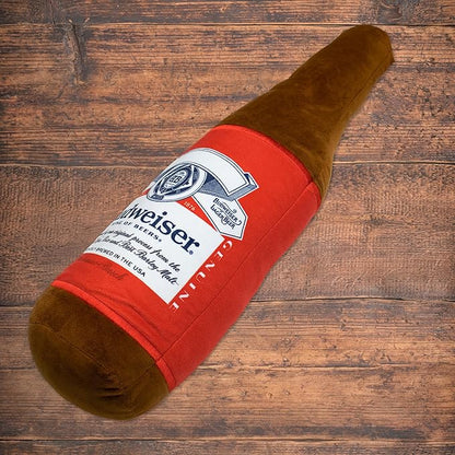 design LAB, Inc. Budweiser Beer Dog Toy | Official Merchandise Beer Bottle Squeaky Plush Toy for Dogs | 17 inch XL Extra Large Novelty Dog Toys for Fun and Fetch