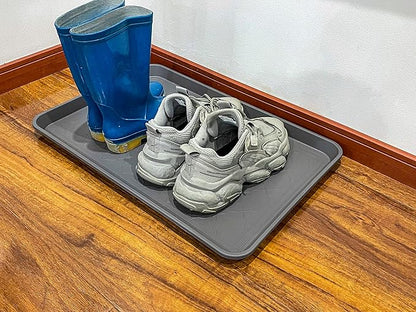 PetLike Boot Tray for Entryway Indoor, Pet Food Mat, 23 x 15.5 inch 2 Packs, Waterproof Rubber Shoe Tray for Indoor and Outdoor, Multi-Purpose Trays for Boots, Shoes, Pets, Garden