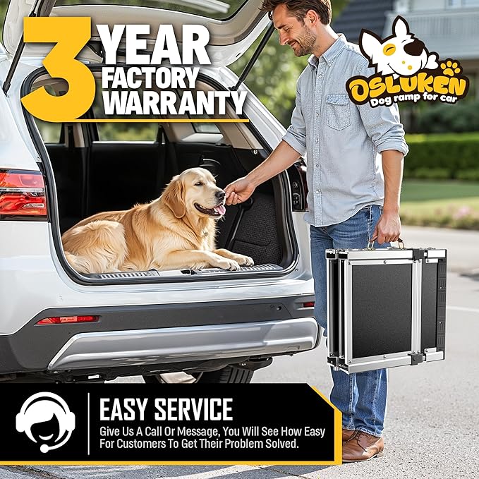 𝐍𝐞𝐰𝐥𝐲 𝐔𝐩𝐠𝐫𝐚𝐝𝐞𝐝 Dog Ramp for Car (200 lbs), Extra L71” W17” Folding Pet Ramp for Large Dogs Ratchet-Adjustable 90° Head, Outdoor Anti-Slip Foldable Dog Car Ramps for SUV Truck Side Door