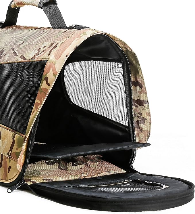 Pawer 18” x 11”x 11” Soft-Sided Foldable Airline Approved Pet Carrier for Cat, Puppy and Small Dog, Washable 600D Oxford Fabric, with Handle and Strap for Carry, Multiple Colors Available