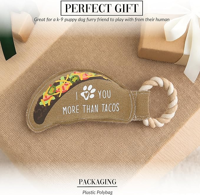 Pavilion Gift Company - Taco - Canvas Rope Dog Toy Taco Food Tug of War Puppy K9 Doggy Lover Parent Gift