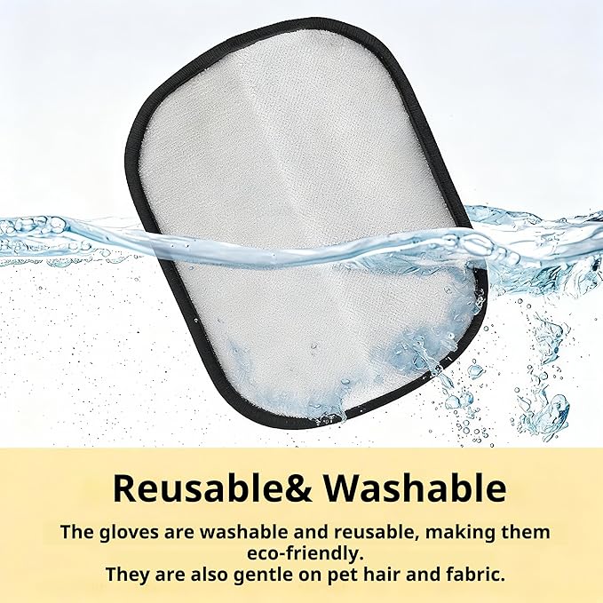 Pet Hair Removal Gloves for Dogs & Cats, Reusable & Washable Brush Pet Hair Remover for Couch, Carpet, Car Seat & Laundry