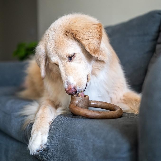 Lumabone Ring Stuffer Durable Chew Toy for Aggressive Chewers, Real Beef, Made in USA, Large