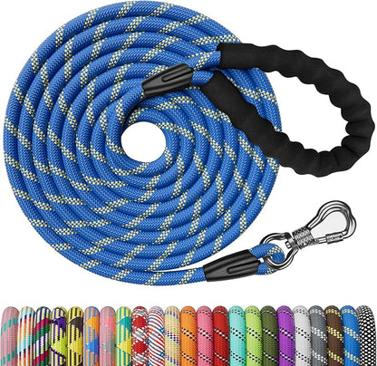 NTR Heavy Duty Dog Leash,15FT Long Rope Lead for Training with Swivel Lockable Hook,Reflective Threads and Comfortable Handle, Dog Lead for Walking,Hunting,Camping for Medium and Large Dogs