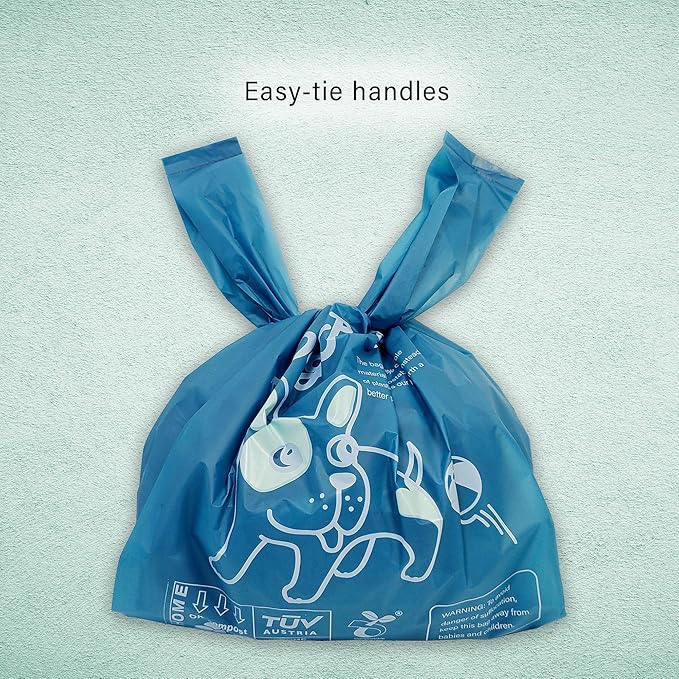 Dog Poop Bags with Handles, 180 Count, Extra Thick Leak-Proof Dog Waste Bags, Certified Compostable, Unscented & Eco-Friendly, 9 x 13 inch (16 inch w/Handles)