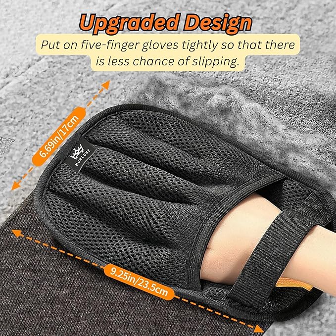 2-Pack Pet Hair Removal Glove for Cats & Dogs, Five-Finger Electrostatic Reusable Gloves for Removing Fur from Couch, Carpet, Clothing & Car Seats