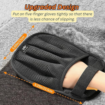 2-Pack Pet Hair Removal Glove for Cats & Dogs, Five-Finger Electrostatic Reusable Gloves for Removing Fur from Couch, Carpet, Clothing & Car Seats