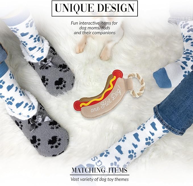 Pavilion Gift Company - Hot Dog - 12" Canvas Rope Dog Toy Chew Tug of War Hot Dog Best Friend Doggy Puppy K9 Gift