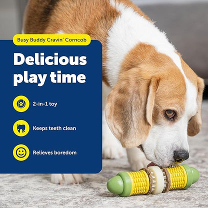 PetSafe Busy Buddy Cravin' Corn - Adjustable Slow Feeder Toy with Refillable Treat Rings - Cleans Teeth & Gums, Cures Boredom & Slows Down Eating Habits - Small/Medium- for Dogs 25-50 lb