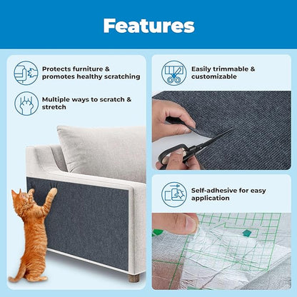 Best Pet Supplies Catify Cat Scratcher, Fun Interactive Scratchers, Posts, Poles, Claw Safe, Furniture Saver Indoor Play Support Natural Cat Behaviors Heavy Duty - Gray, 78.7 x 15.8