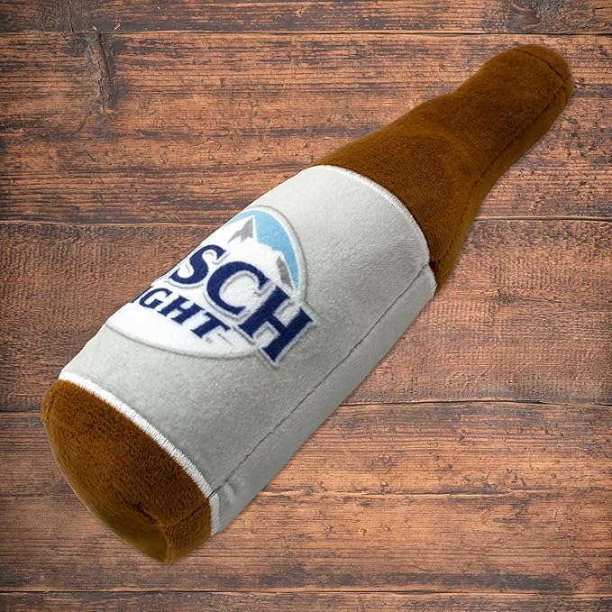 design LAB, Inc. Busch Light Beer Dog Toy |Official Merchandise Beer Bottle Squeaky Plush Toy for Dogs | 12 inch Medium Large Novelty Dog Toys for Fun and Fetch
