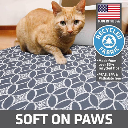 Drymate Cat Litter Box Mat, Litter Trapping Mat, Waterproof, Urine-Proof, Absorbent, Machine Washable, Soft on Paws, Contains Mess, Protects Floors, Kitten Supplies, Indigo Grey, 29x36 XL
