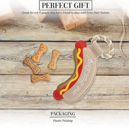 Pavilion Gift Company - Hot Dog - 12" Canvas Rope Dog Toy Chew Tug of War Hot Dog Best Friend Doggy Puppy K9 Gift