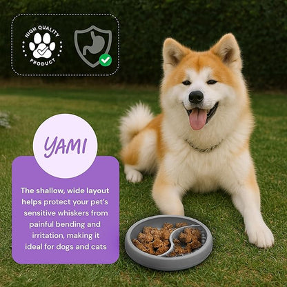 YAMI Dog Lick Bowl, Lick Mat for Dogs, Wet Food Cat Slow Feeder, Freeze Bowl, Enrichment & Puzzle Toy for Anxiety Relief, Food-Grade Silicone, Suction Cups, Dishwasher Fit, for All Breed (Light Gray)