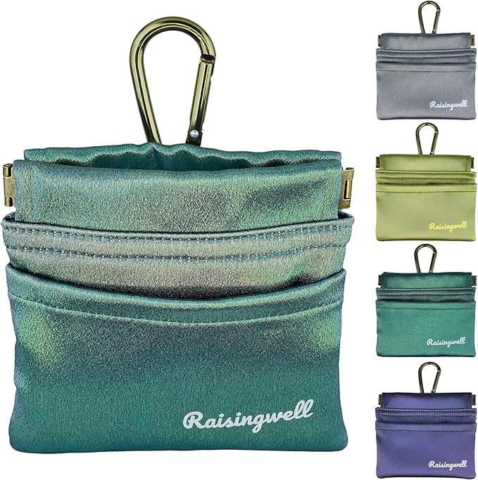 Raisingwell Dog Treat Pouch, Pocket Sized Pet Training Pouch, Hand Free Bronze Dog Walking Bag with Carabiner, Self-Closing Pet Feed Snack Reward, for Puppy Travel or Outdoor Use, NanoPTC