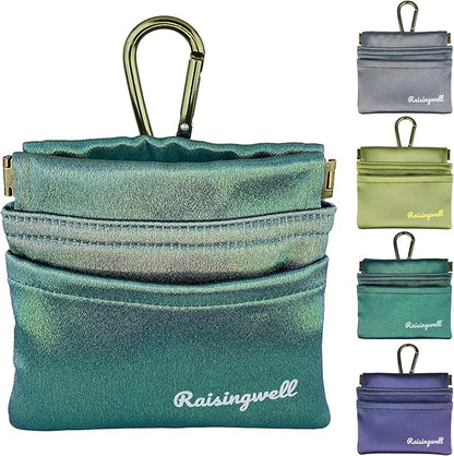 Raisingwell Dog Treat Pouch, Pocket Sized Pet Training Pouch, Hand Free Bronze Dog Walking Bag with Carabiner, Self-Closing Pet Feed Snack Reward, for Puppy Travel or Outdoor Use, NanoPTC