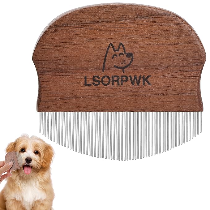 Eye Comb for Dogs & Cats,Wooden Tear Stain Remover for Pets,Gentle Grooming Tool with Rounded Tips,Flea Comb for Small Dogs.