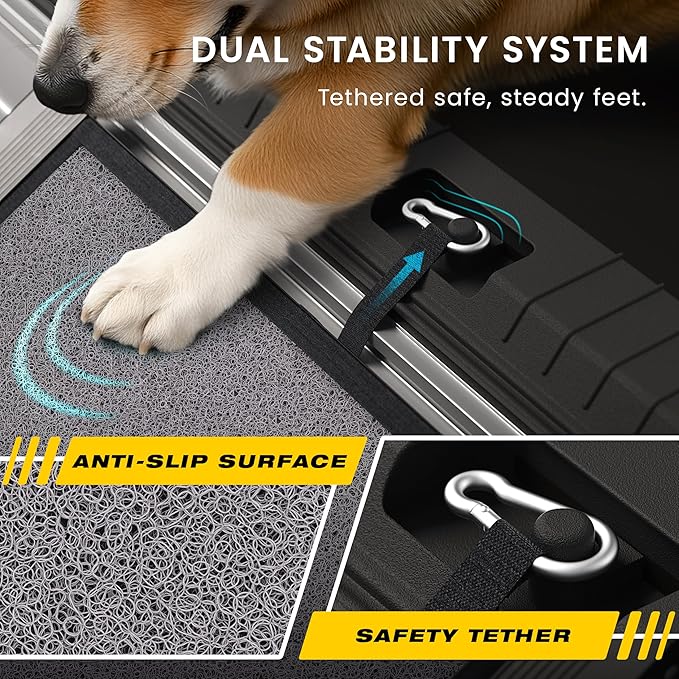 Portable Dog Ramp for Car – Foldable Dog Car Ramp for Truck, SUV, High Bed & Sofa with Anti-Slip Feet & Traction Carpet – Small to Large Breeds (71" Long & 17" Wide)