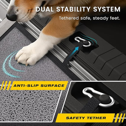 Portable Dog Ramp for Car – Foldable Dog Car Ramp for Truck, SUV, High Bed & Sofa with Anti-Slip Feet & Traction Carpet – Small to Large Breeds (71" Long & 17" Wide)