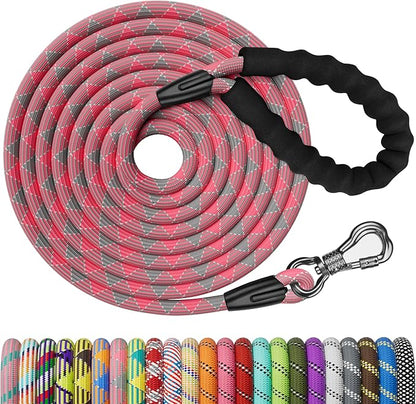 NTR Long Leash, 100FT Leash for Large Breed Dogs with Swivel Lockable Hook and Padded Handle, Pink Dog Lead for Walking, Hunting, Camping, Yard
