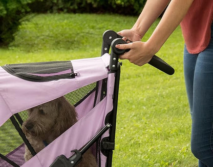 Pet Gear NO-Zip Pet Stroller with Dual Entry, Push Button Zipperless Entry for Single or Multiple Dogs/Cats, Pet Can Easily Walk in/Out, No Need to Lift Pet, Gel-Filled Tires