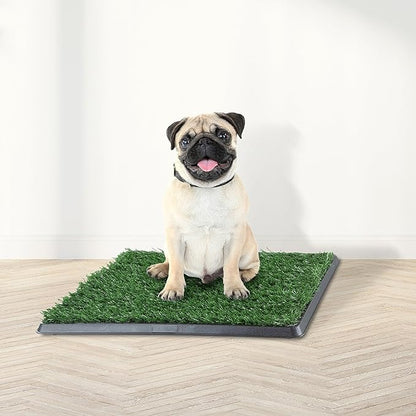 PETMAKER Artificial Grass Puppy Pee Pad with Tray, Reusable Dog Potty Training Mat for Indoor & Outdoor Use, Easy Clean Artificial Turf Surface for Dogs and Small Pets, Fake Grass Potty