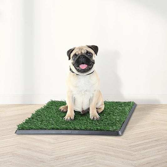 PETMAKER Artificial Grass Puppy Pee Pad with Tray, Reusable Dog Potty Training Mat for Indoor & Outdoor Use, Easy Clean Artificial Turf Surface for Dogs and Small Pets, Fake Grass Potty