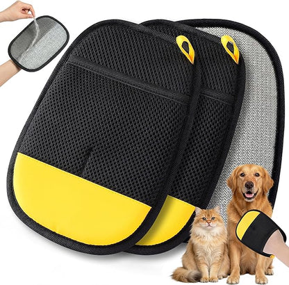 SAWMONG Pet Hair Remover Gloves 2-Pack – Extra-Wide Static Dog & Cat Hair Remover for Couch, Carpet, Clothes & Car Seats, Reusable Lint Roller Alternative