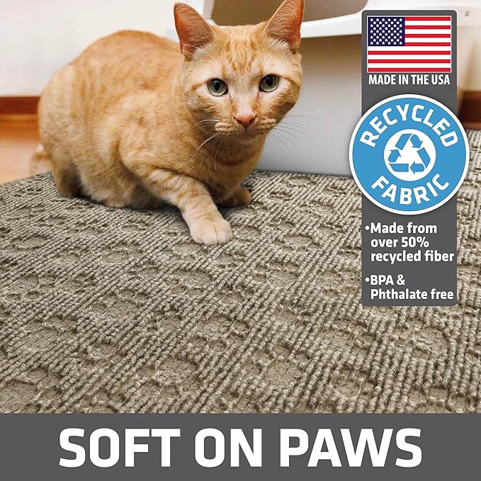 Drymate Cat Litter Box Mat, Litter Trapping Mat, Waterproof, Urine-Proof, Absorbent, Machine Washable, Soft on Paws, Contains Mess, Protects Floors, Kitten Supplies, Tan, 28x34 XL