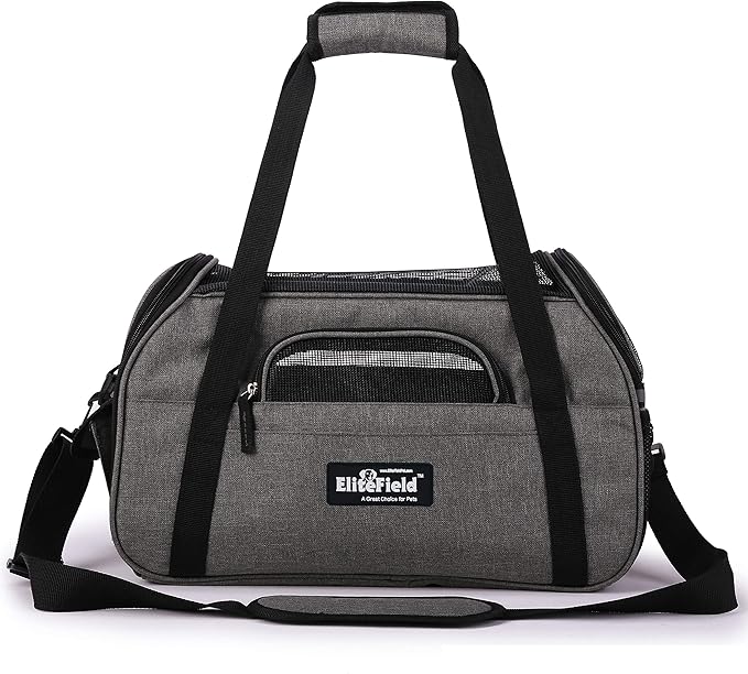 EliteField Soft Pet Carrier (3 Year Warranty, Airline Approved) Soft Sided Dog Puppy Cat Carrier Travel Bag (X-Large: 21" L x 12" W x 13" H, Charcoal Gray)