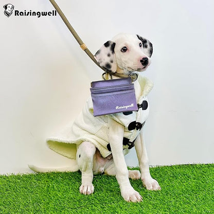 Raisingwell Dog Treat Pouch, Pocket Sized Pet Training Pouch, Hand Free Purple Dog Walking Bag with Carabiner, Self-Closing Pet Feed Snack Reward, for Puppy Travel or Outdoor Use, NanoPTC
