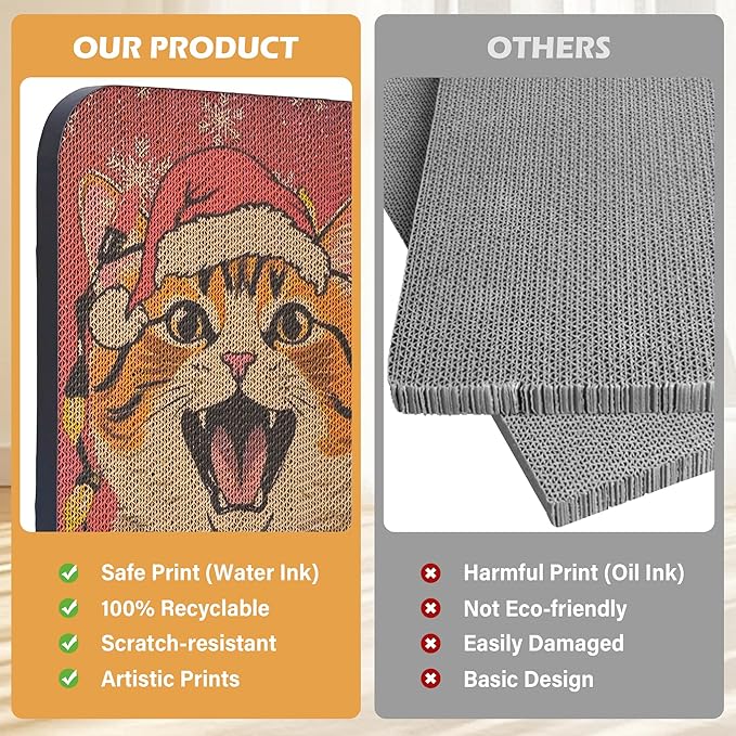 2 Packs Art Cat Wall-Mountable Scratching Board 16.7x11x1 Inch Cat Wall Scratch Pad and Scratcher for Indoor Cats Furniture Protector (Storybook Cat)