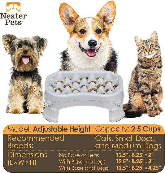 Neater Pet Brands – Neater Raised Slow Feeder Dog Bowl – Elevated and Adjustable Food Height - (2.5 Cup, Vanilla Bean)