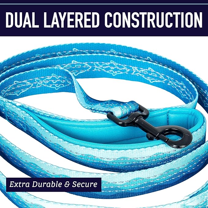 Double Handle 6 Foot Reflective Leash with Padded Handle - Pattern Collection
