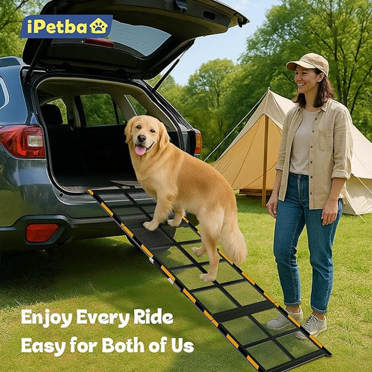 Dog Ramp for Car & Truck & SUV & Stairs - Joint-Friendly, Anti-Slip, Gentle Slope，Extra Wide & Stable, Up to 200 lbs