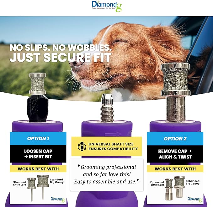 Diamondg Cordless Dog Nail Grinder with Quiet Sound & LED Tip for Large & Small Dogs, 4hrs. Runtime - Electric Dog Nail Trimmer, Heavy Duty Rotary Tool Alternative to Toenail Clippers & Filers
